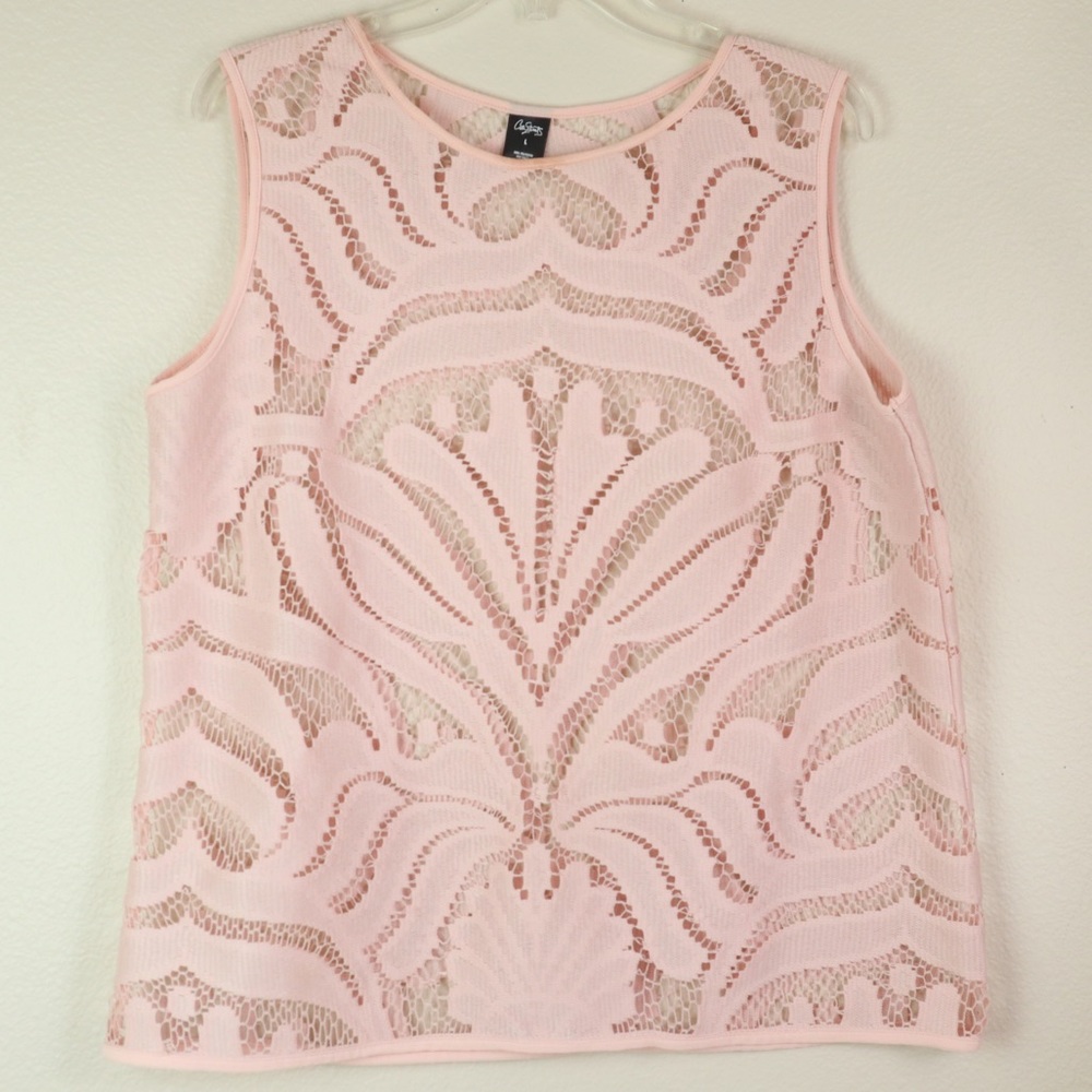 City Streets Size LARGE Pink Sleeveless Eyelet Top